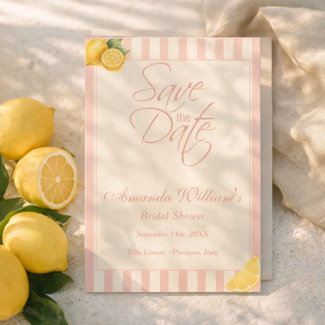 Reserve A Data Minimal Peachy Stripes Lemons bridal Shower (Criador carregado)