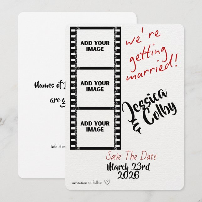 Reserve A Data Minimal Photo Save the Date Custom Modern (Frente/Verso)