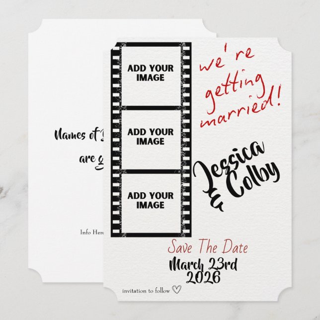 Reserve A Data Minimal Photo Save the Date Custom Modern (Frente/Verso)