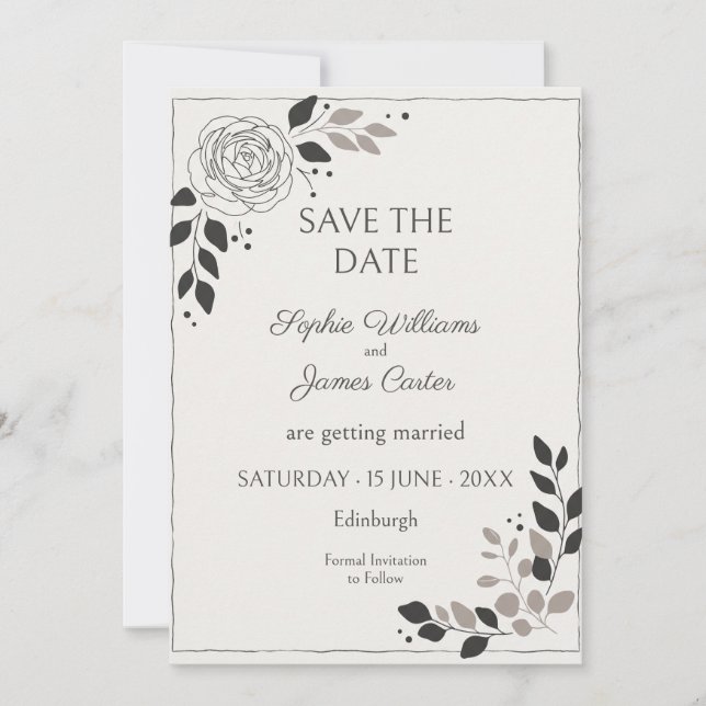 Reserve A Data Minimal Rose Line Art Botanical (Frente)