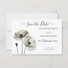 Reserve A Data Minimalismo Elegante Simples Poppies Pretos e Bran