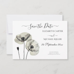Reserve A Data Minimalismo Elegante Simples Poppies Pretos e Bran
