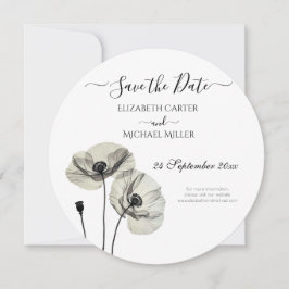 Reserve A Data Minimalismo Elegante Simples Poppies Pretos e Bran