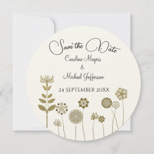 Reserve A Data Minimalismo Floral Suave e Dourado do Elegante Ete