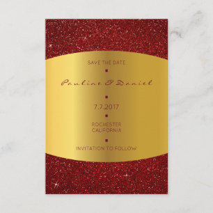 Reserve A Data Minimalismo Salve A Glitter Vermelha Ouro