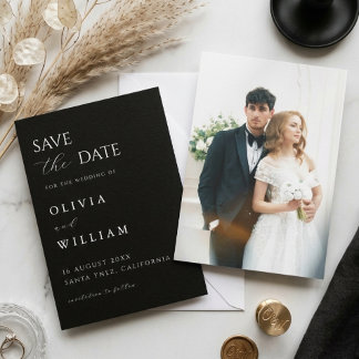 Reserve A Data Minimalist Black & White Elegant Photo Wedding 