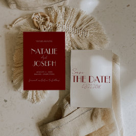 Reserve A Data Minimalist Burgundy Whimsical Retro Wedding