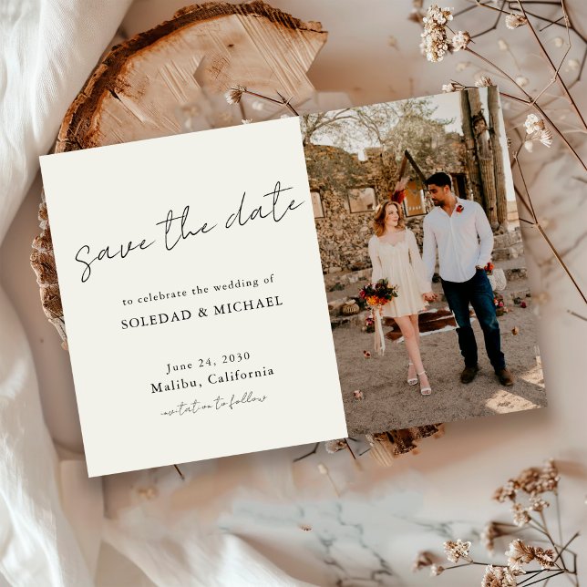 Reserve A Data Minimalist Casual Script Photo Wedding (Criador carregado)