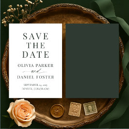 Reserve A Data Minimalist Dark Green Wedding Save the Date