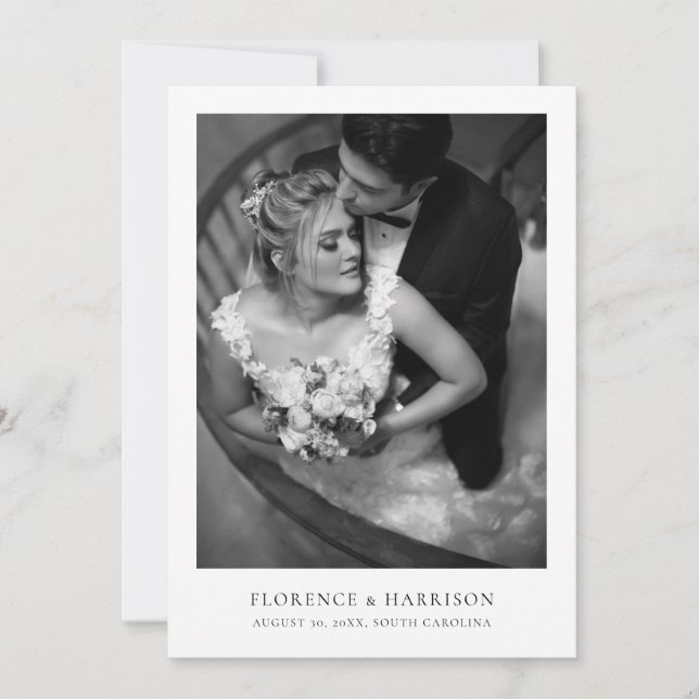 Reserve A Data Minimalist Elegant Photo Wedding Save the Date  (Frente)