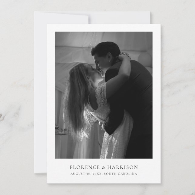 Reserve A Data Minimalist Elegant Photo Wedding Save the Date  (Frente)