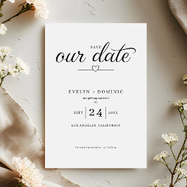 Reserve A Data Minimalist Heart Typography Elegant Wedding
