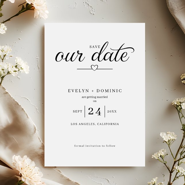 Reserve A Data Minimalist Heart Typography Elegant Wedding (Criador carregado)