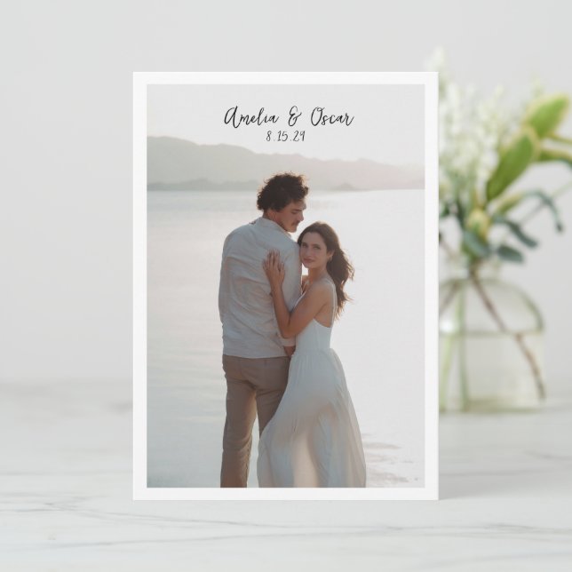 Reserve A Data Minimalist Modern Large Photo Stylish Script (Em pé/Frente)