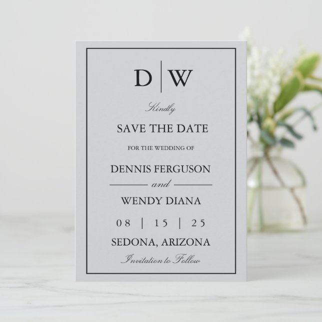 Reserve A Data Minimalist Monogram Wedding (Em pé/Frente)