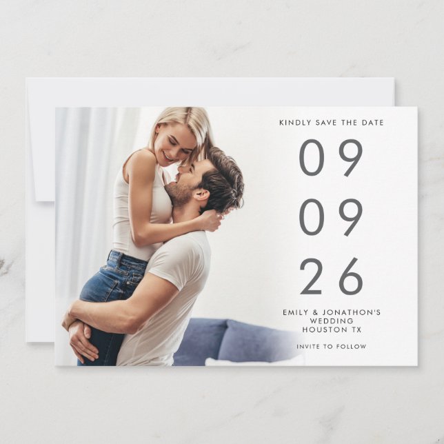 Reserve A Data Minimalist Photo Overlay Wedding (Frente)