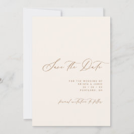 Reserve A Data Minimalist Script Ivory & Tan Photo Wedding