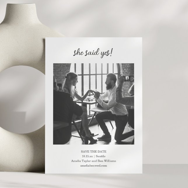 Reserve A Data Minimalist She Said Yes Photo Fun Wedding Couple (Criador carregado)