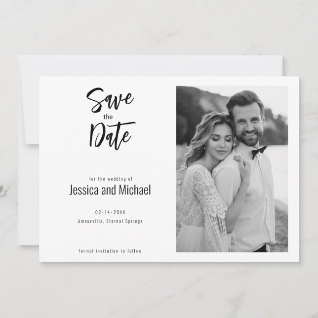 Reserve A Data 💍 Minimalista Elegante com foto (Frente)