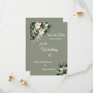 Reserve A Data Minimalista Floral Salvia Verde Save The Date