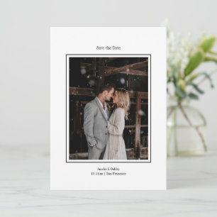 Reserve A Data Minimalista Foto Personalizada de Casamento Branco