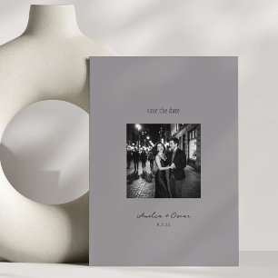 Reserve A Data Minimalista Moderno Chique Script Foto QR Cinza