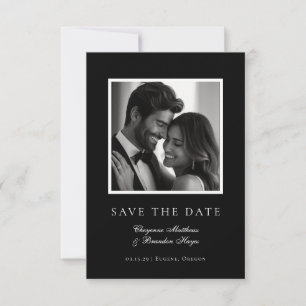 Reserve A Data Minimalista Moderno Preto Branco Foto Elegante