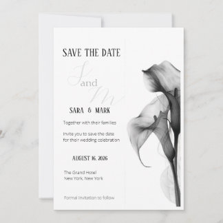 Reserve A Data Minimalista Preto e Branco Calla Lily Save the Dat