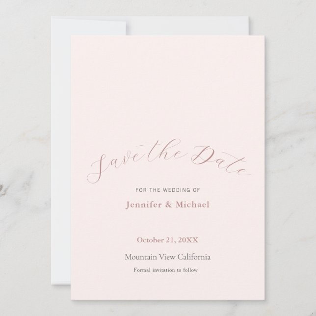 Reserve A Data Minimalista Profissional Rosa Dourado Simples (Frente)