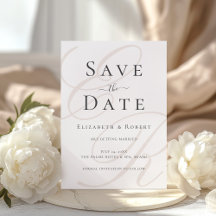 Minimalista Save the Date Monograma Bege Casamento