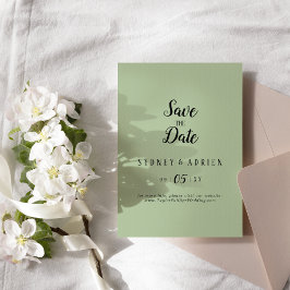 Reserve A Data Minimalista Simples|Casamento Sage Salvar A Data