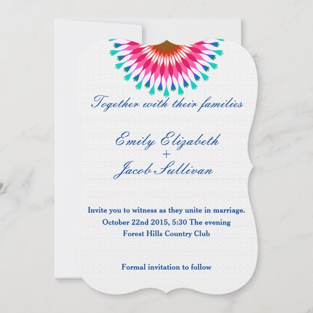 Reserve A Data Mínimo Branco com Casamento Inspirado no Lotus Ros (Frente)