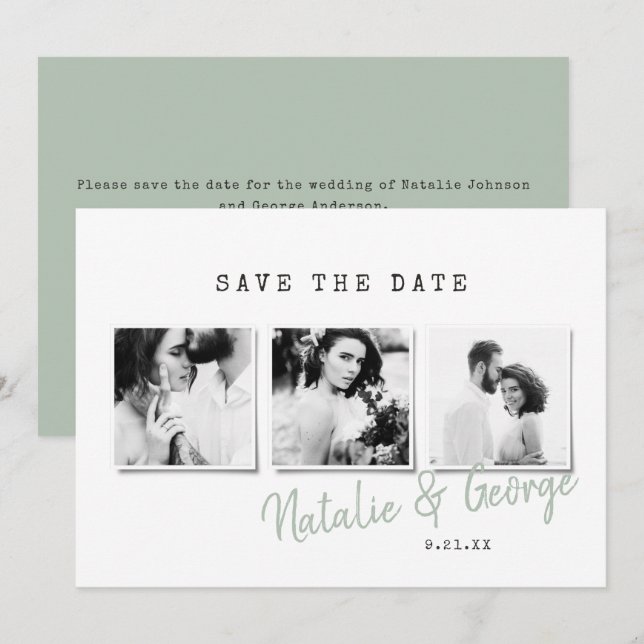 Reserve A Data Mínimo de casamento com fotos na moda (Frente/Verso)