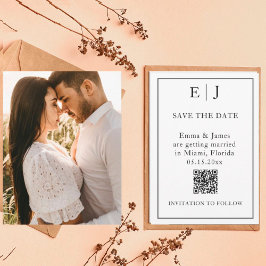 Reserve A Data Mínimo e Chic | Casamento com Código QR de Foto