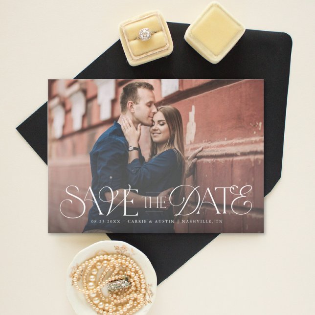 Reserve A Data Misturar a inscrição Foto moderna Salvar a Data (Criador carregado)