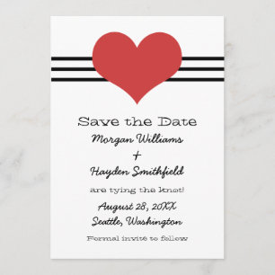 Reserve A Data Mod Heart Save the Date Invite, Red