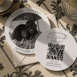 Reserve A Data Modern Black and White Circle Photo Save the Date