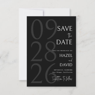 Reserve A Data Modern Black and White Minimalist Wedding