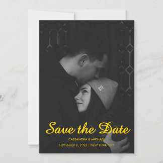 Reserve A Data Modern Black & Gold Photo Wedding