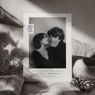 Reserve A Data Modern Black White Editorial Photo Save the Date