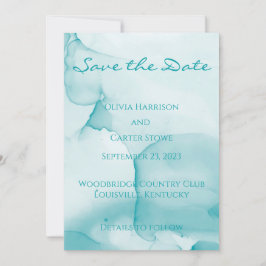 Reserve A Data Modern Blue Wedding Watercolor Salvar Data