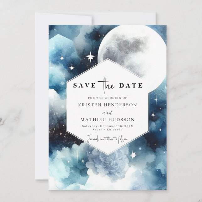 Reserve A Data Modern Boho Moonlit Wedding (Frente)
