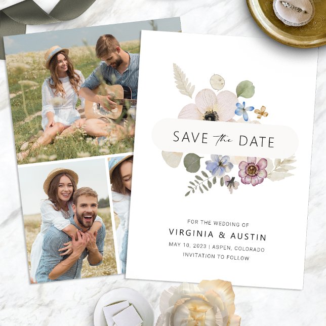 Reserve A Data Modern Boho Salva A Data (Modern Floral Boho Save The Date back Photos by Painted Paperie
)