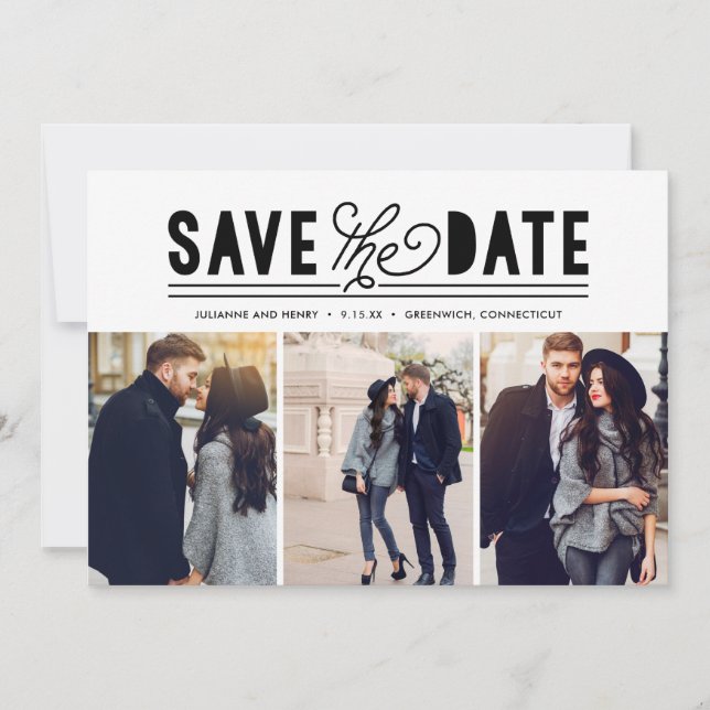 Reserve A Data Modern Bold Love Salve The Date Photo Collage (Frente)
