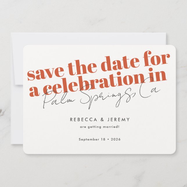 Reserve A Data Modern Bold Typografia Orange Wedding (Frente)