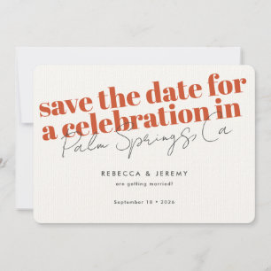 Reserve A Data Modern Bold Typografia Orange Wedding