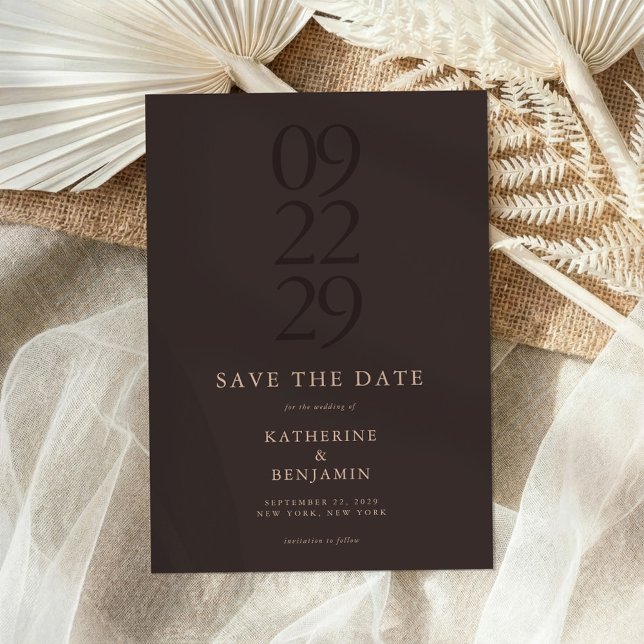 Reserve A Data Modern Brown Minimalist Wedding Save The Date (Criador carregado)