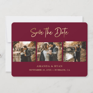 Reserve A Data Modern Burgundy e Gold Foil Weding 3 Foto