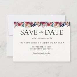 Reserve A Data Modern Burgundy Floral salva o casamento