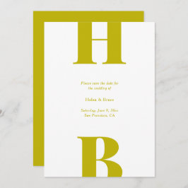 Reserve A Data Modern Chartreuse Typography Monogram Wedding